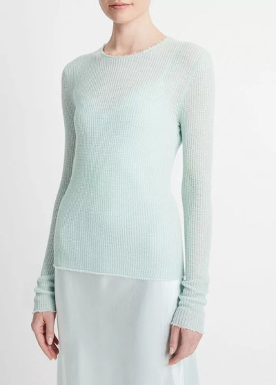 WAFFLE STITCHED CASHMERE SILK SWEATER IN SEA STAR - Romi Boutique