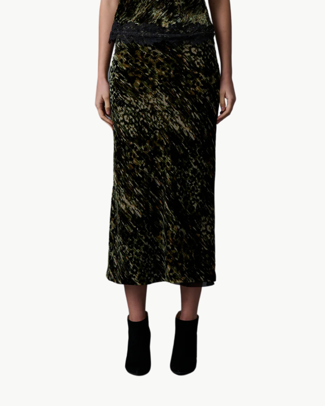 【WONDER WONDER】Regan Velvet Wrap Skirt Pants Set MIDI SKIRT IN VELVET UNDERGROUND | Romi Boutique