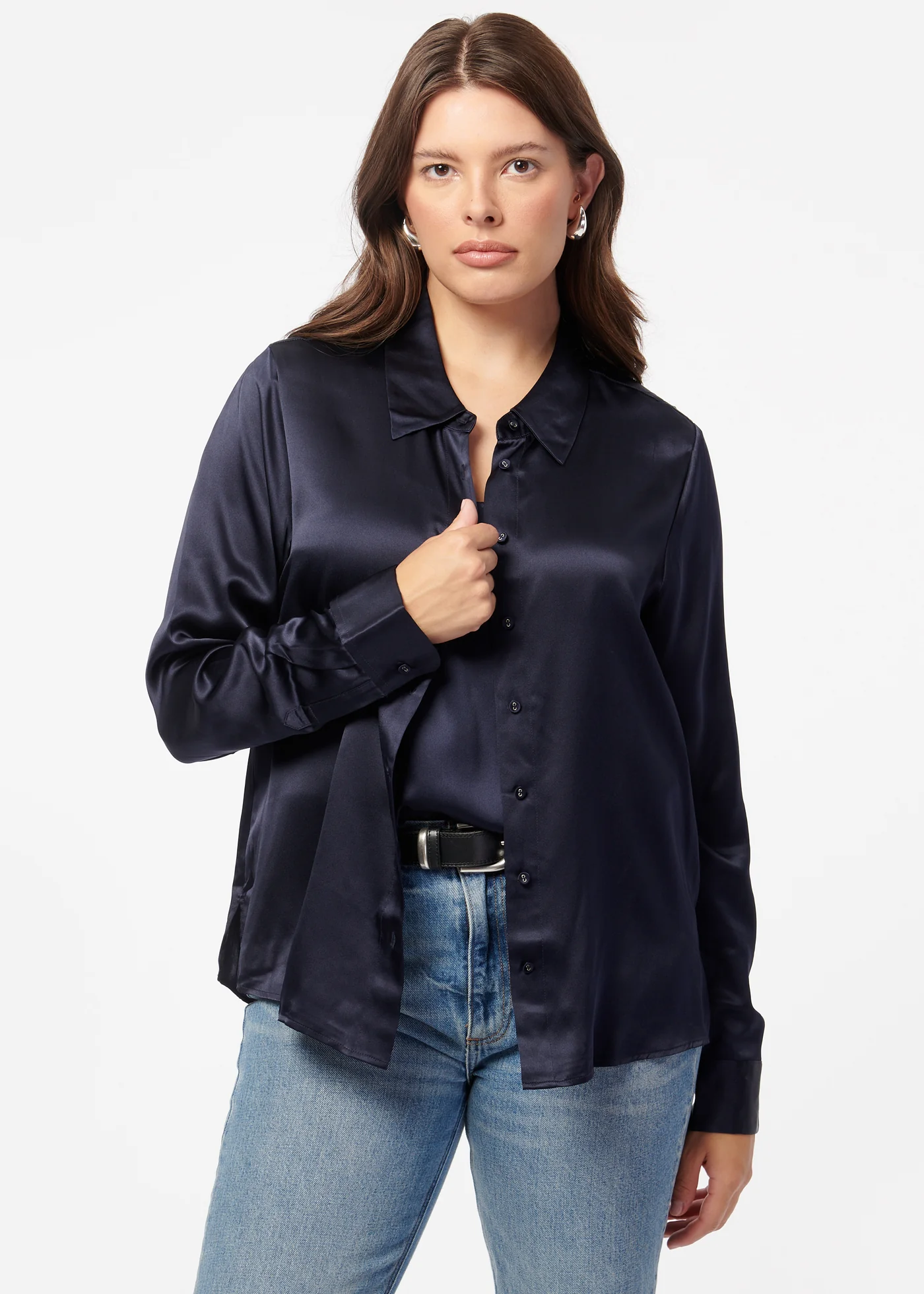 CROSBY BLOUSE IN NAVY - Romi Boutique