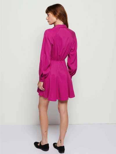 TANYA BUTTON UP MINI DRESS IN MISS MAGENTA - Romi Boutique