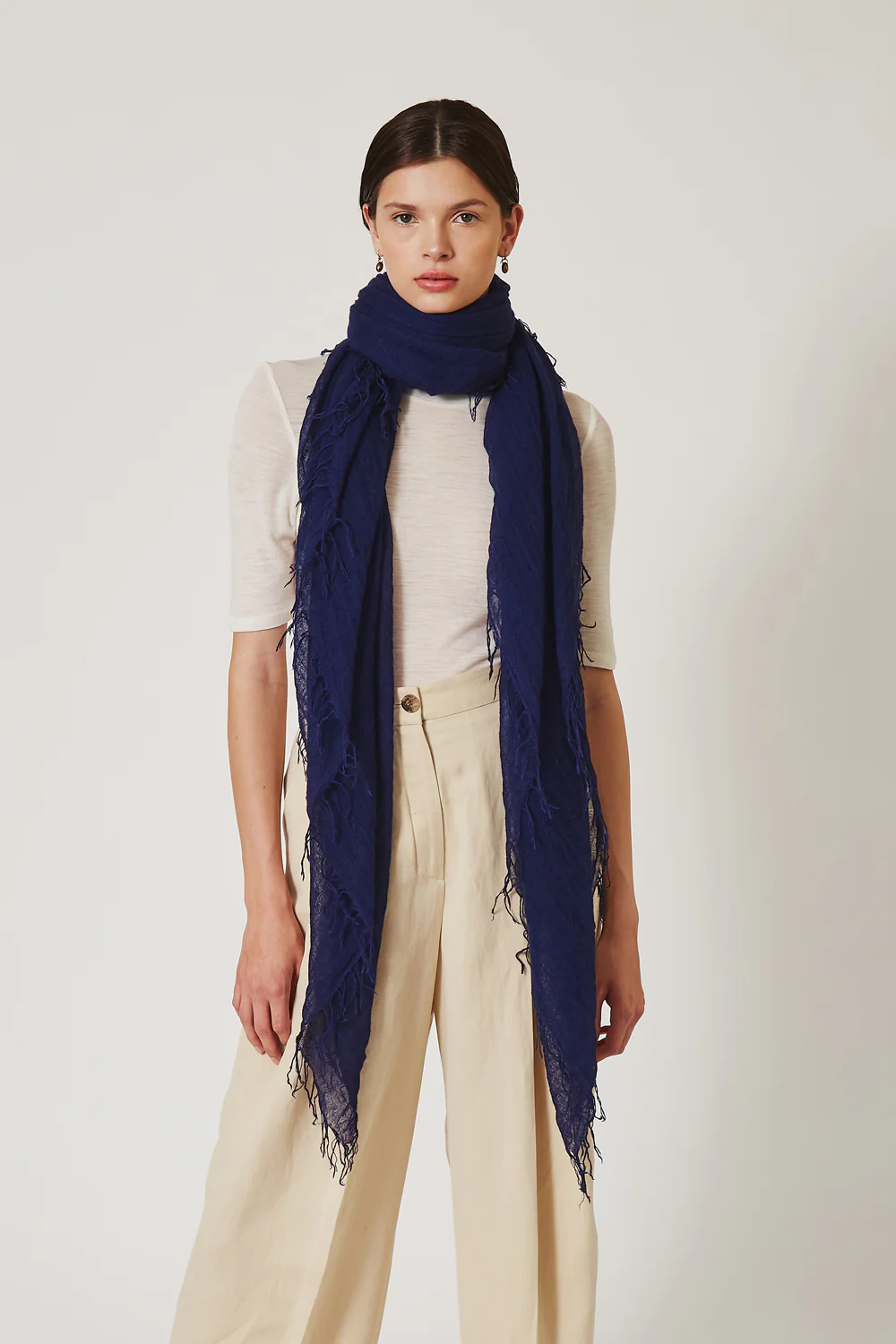 MEDIEVAL BLUE CASHMERE AND SILK SCARF - Romi Boutique