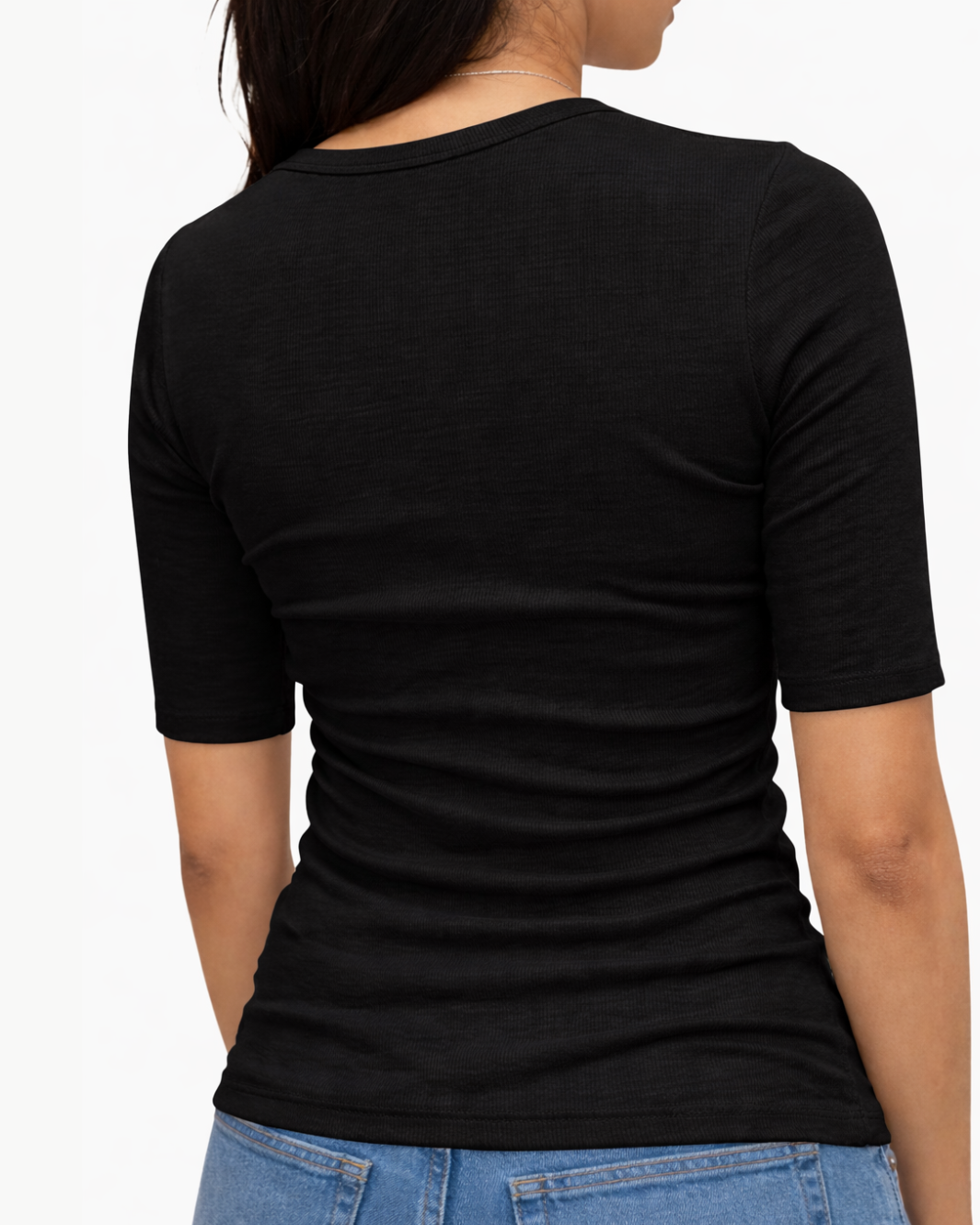 Enza Costa TEXTURED RIB HALF SLEEVE U at Romi Boutique