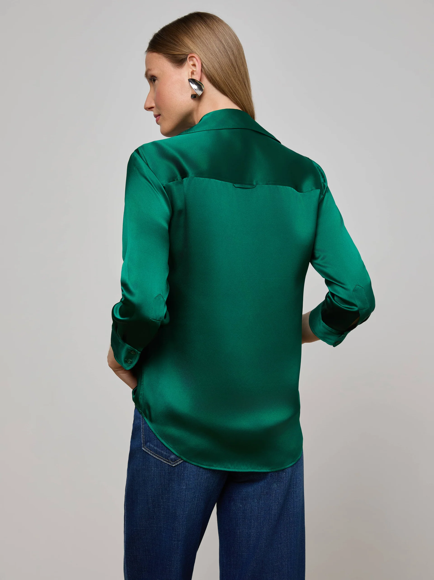 DANI 3/4 SLEEVE BLOUSE IN BOTTLE GREEN