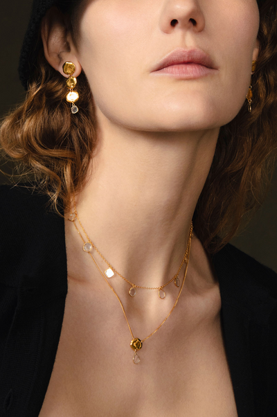 DANGLE NECKLACE IN YELLOW GOLD - Romi Boutique