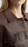 Nili Lotan Lazare Fringe Leather Jacket at Romi Boutique