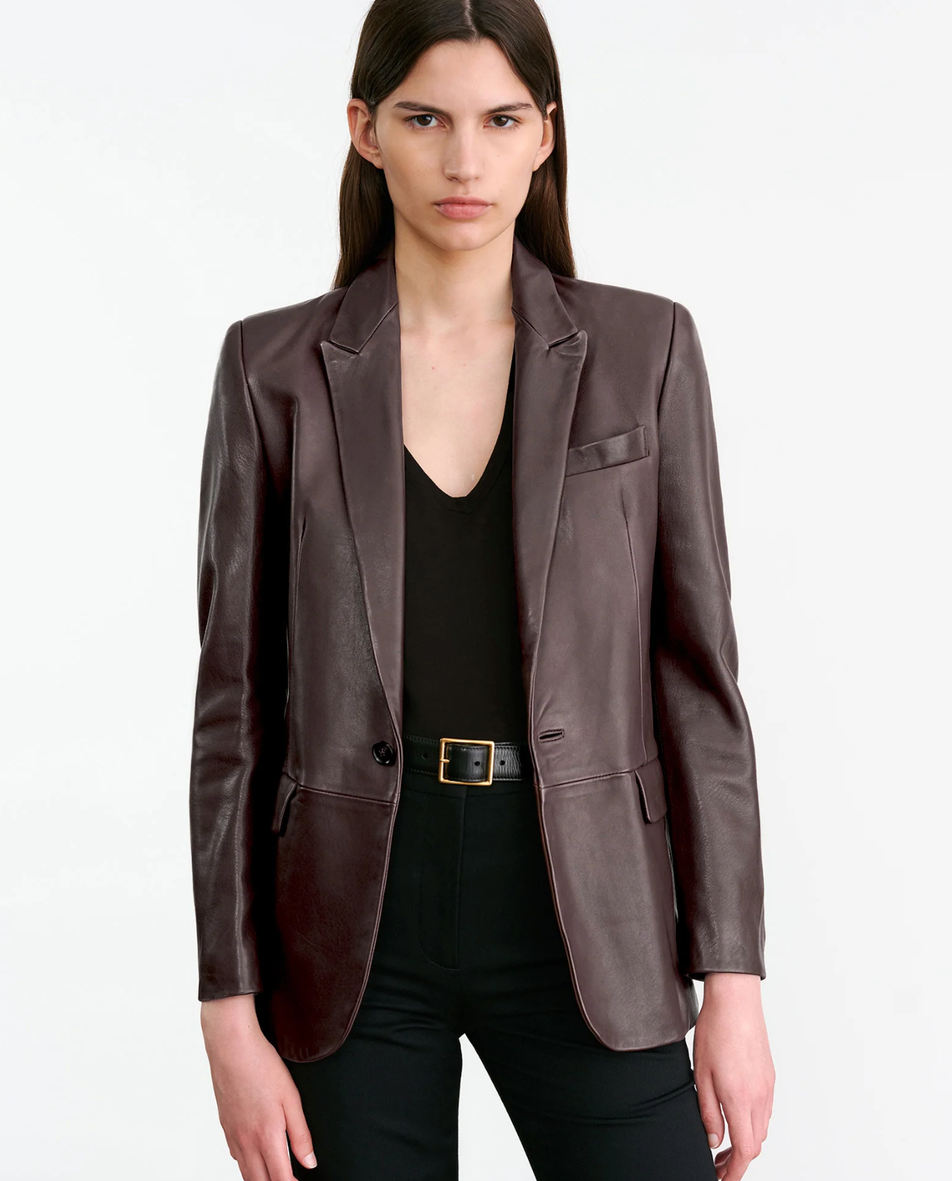BELMONDE LEATHER TAILORED JACKET IN BORDEAUX