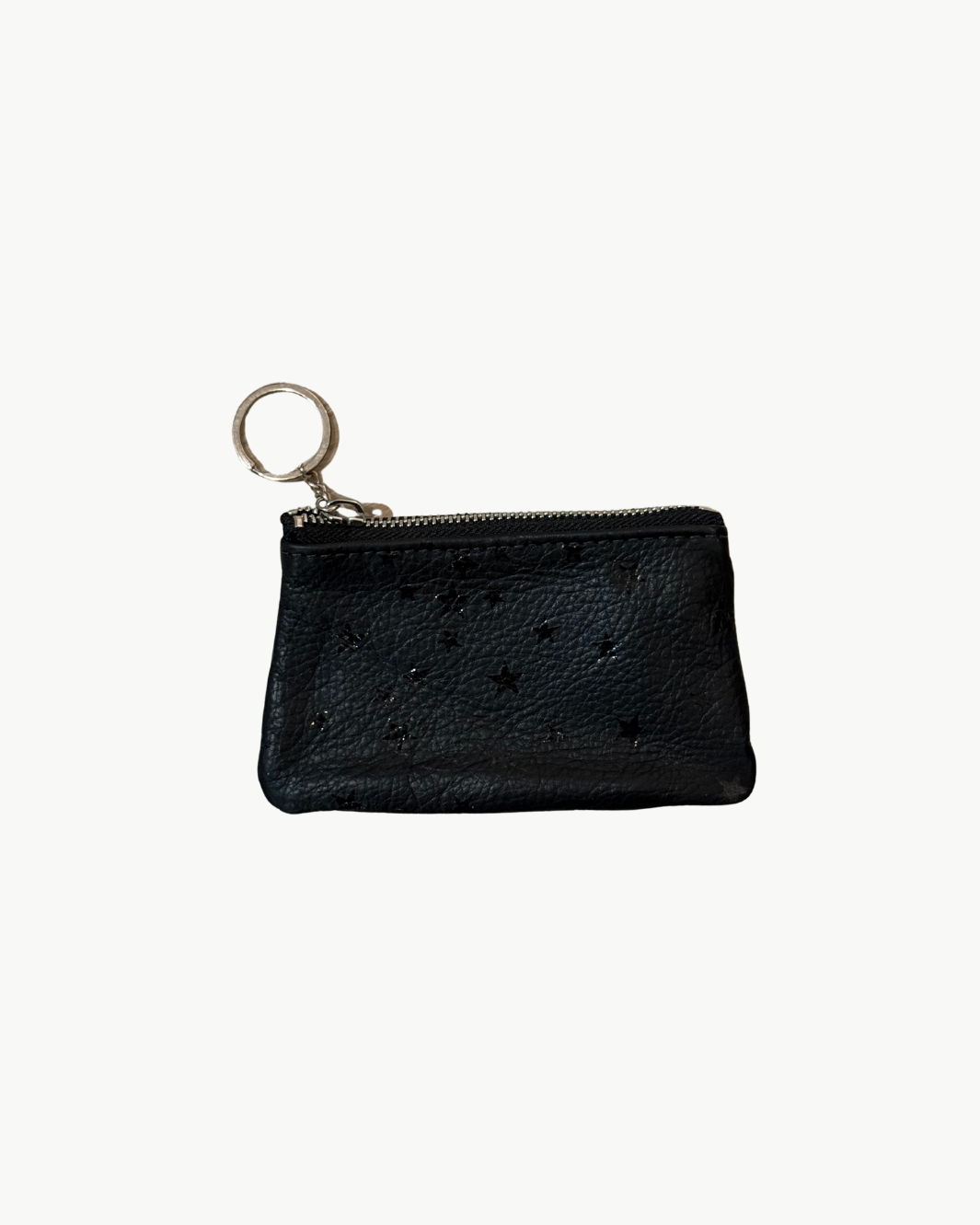 KEYCHAIN IN BLACK STAR/ GREEN LEATHER