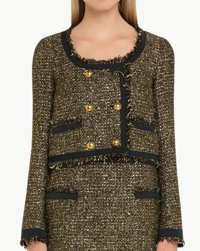 ANISA TWEED U-NECK JACKET IN TAPESTRY