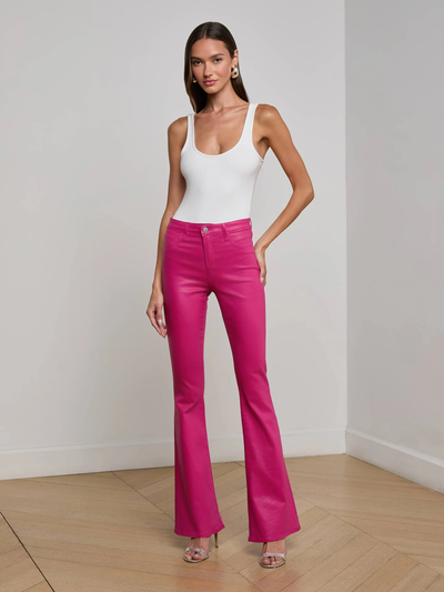 MARTY HIGH RISE FLARE JEAN IN PINK COATED