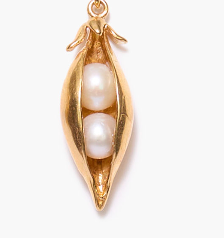 GOLD PEAPODS IN WHITE PEARL