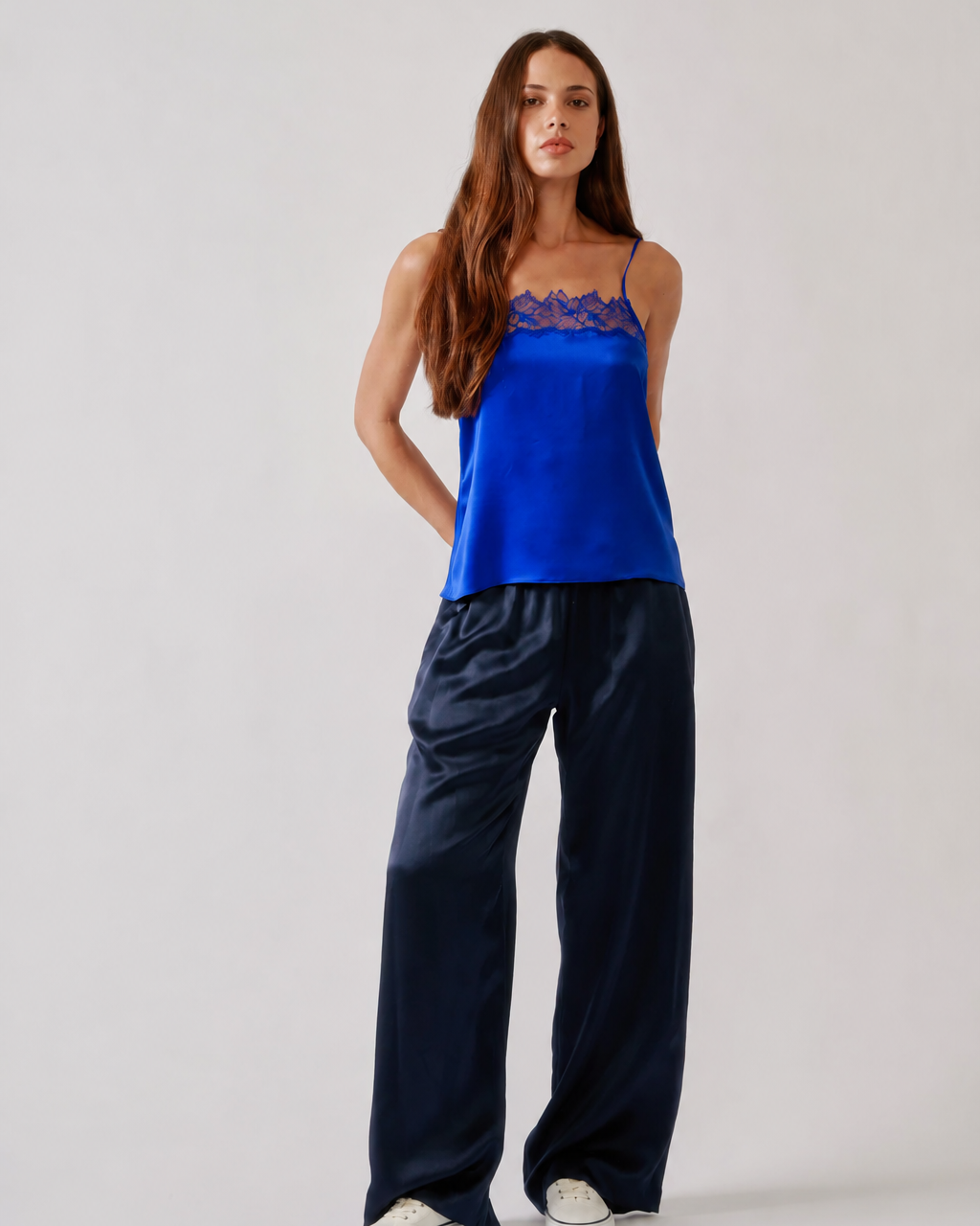 Haya Lace Trim Silk Square Neck Cami