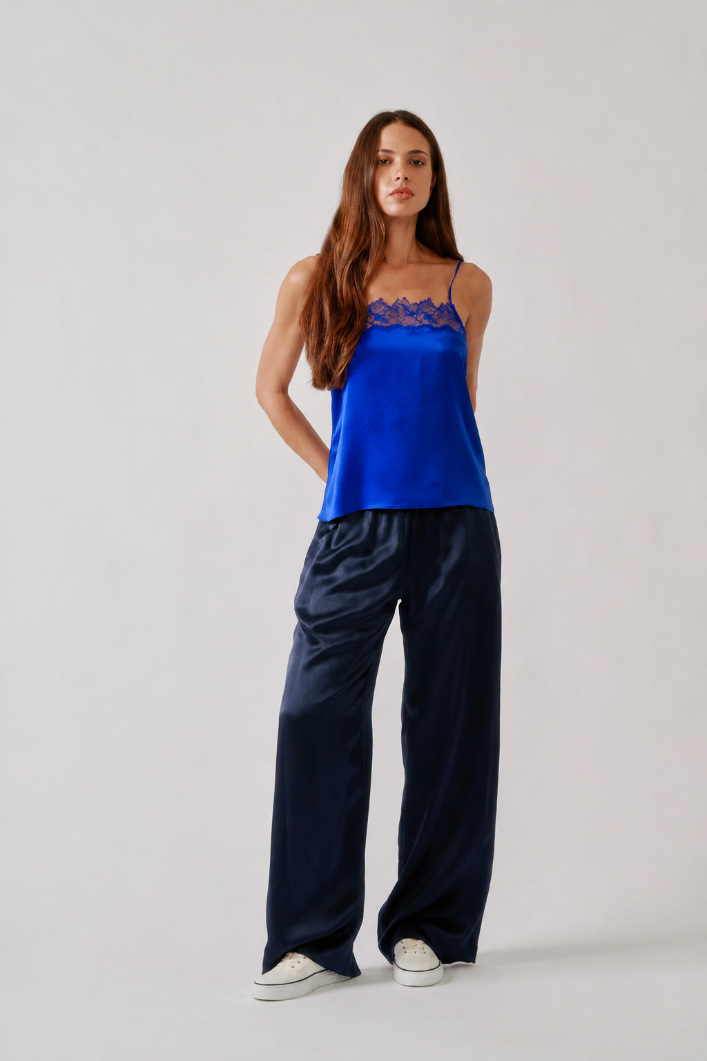 Haya Lace Trim Silk Square Neck Cami