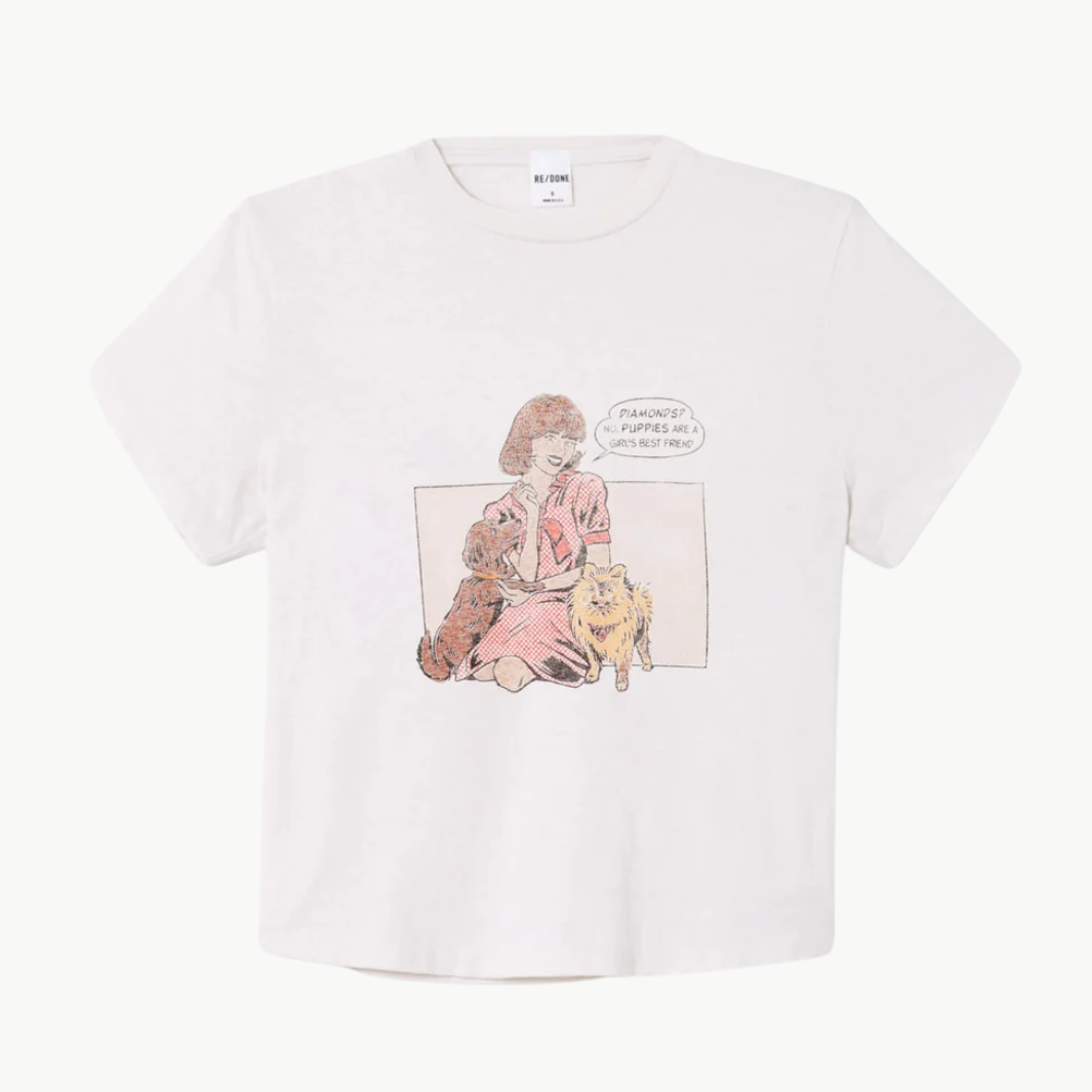 Re/Done 50S BOXY TEE PUPPIES at Romi Boutique