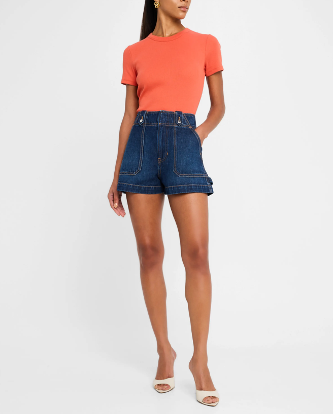 GRAHAM DENIM WORKWEAR SHORTS IN BRIGHT BLUE