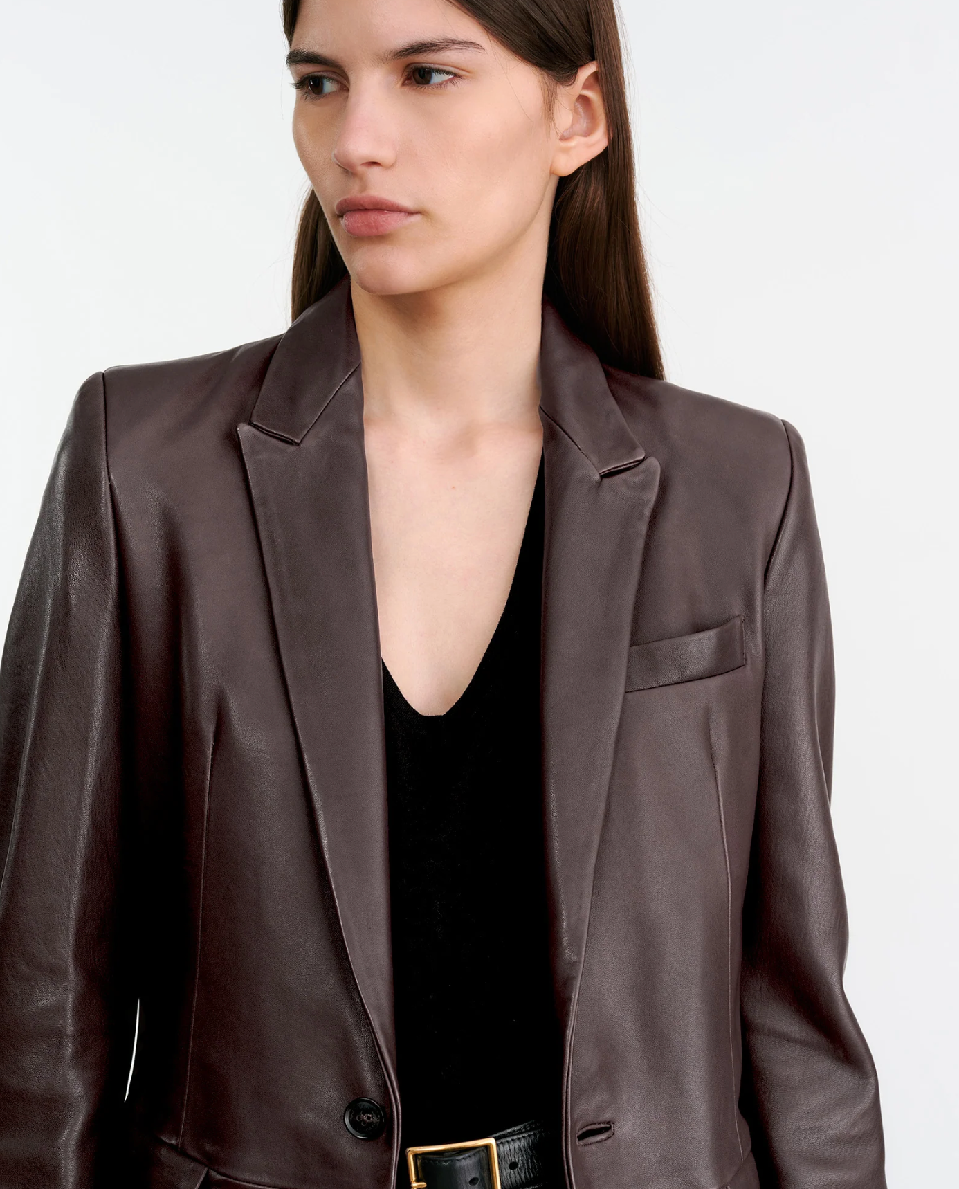 BELMONDE LEATHER TAILORED JACKET IN BORDEAUX