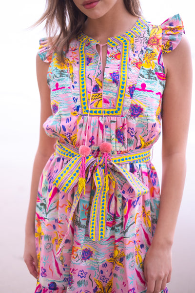 LOLA MIDI DRESS IN SUNSHINE PRINT