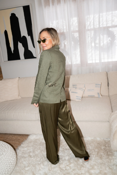 PARIS LINEN JACKET IN OLIVE