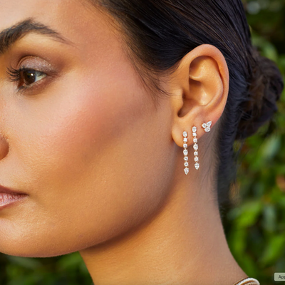 TRIPLE DIAMOND CLUSTER STUD EARRINGS IN 14K YELLOW GOLD