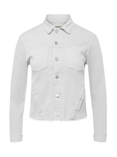 JANELLE SLIM RAW JACKET IN WHITE