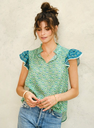 DANA PRINT TOP IN GREEN