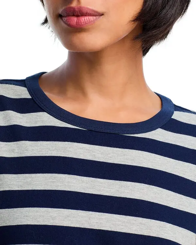 STRIPED BABY TEE IN LIGHT HEATHER GREY/NAVY WIDE STRIPE