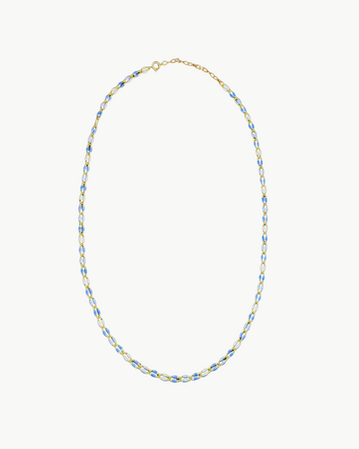 OVAL LINK NECKLACE IN BLUE/WHITE MULTI