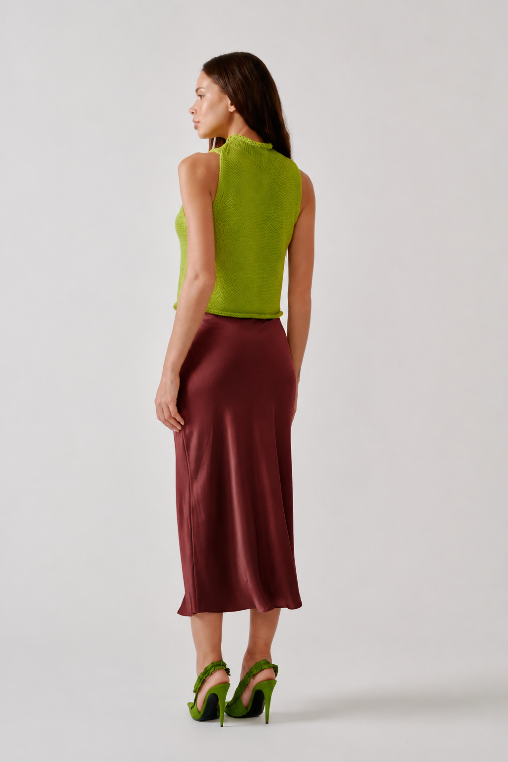 Miranda Scallop Trim Bias Cut Silk Skirt