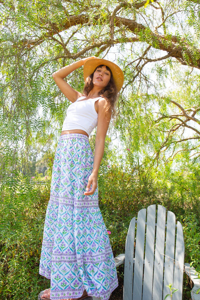 SUTTON MAXI SKIRT IN TURQUOISE PURPLE DIAMOND