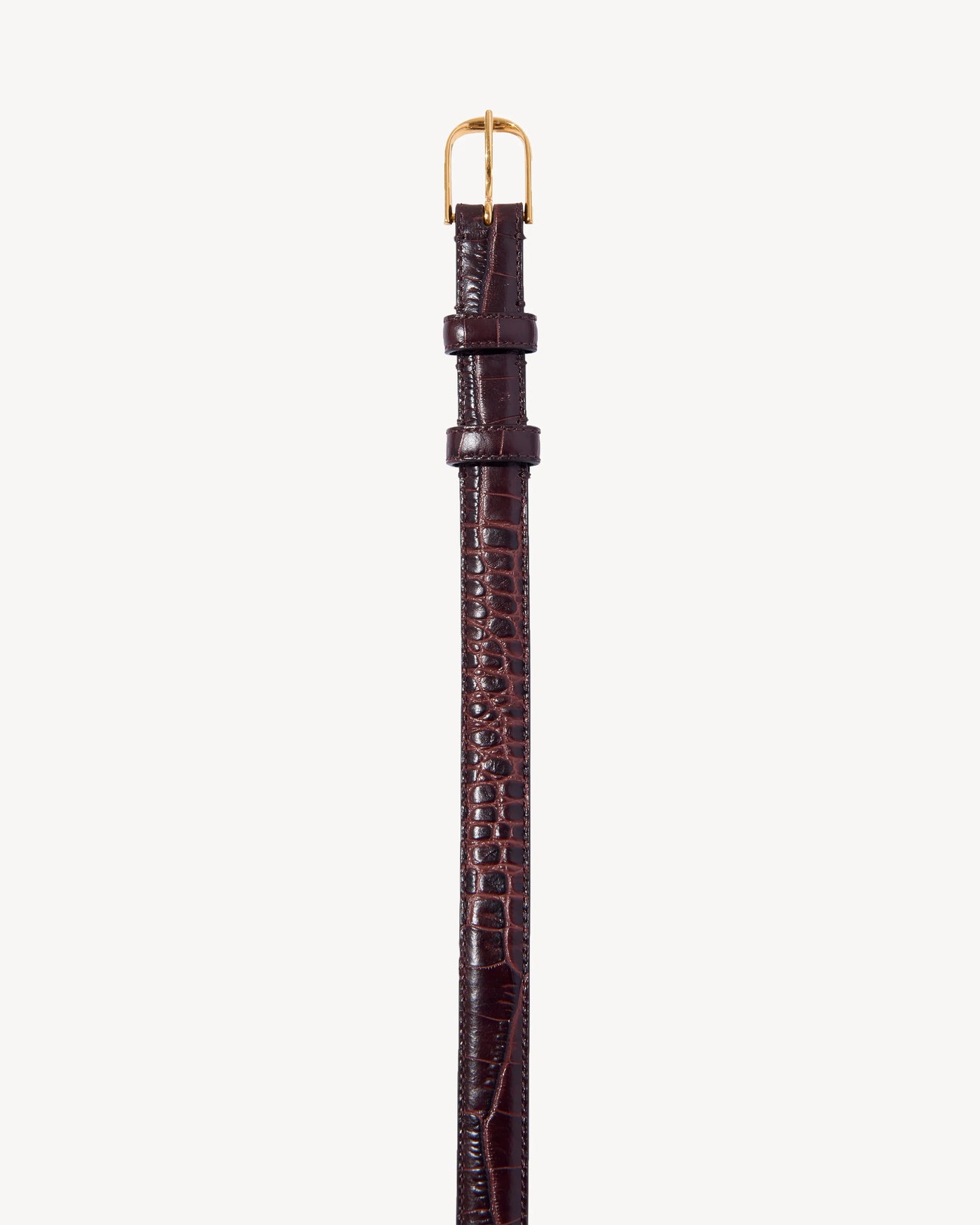 JANE BELT IN BROWN CROC WITH BRASS - Romi Boutique