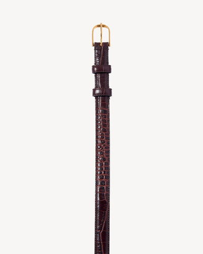JANE BELT IN BROWN CROC WITH BRASS - Romi Boutique