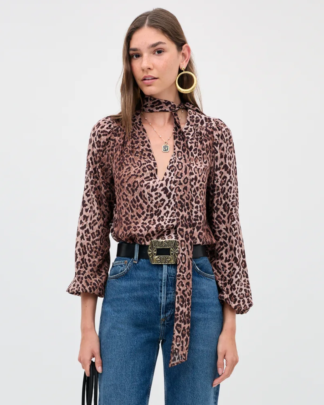 Moss Leopard Silk Blouse
