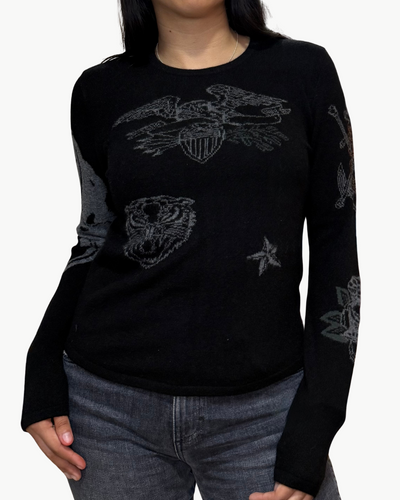STEVIE CASHMERE CREW IN BLACK TATTOO