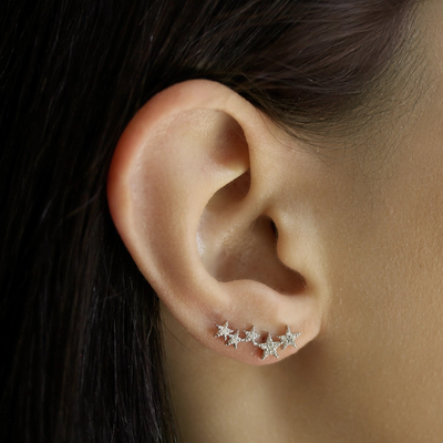 5 STAR STUD EARRINGS IN SILVER