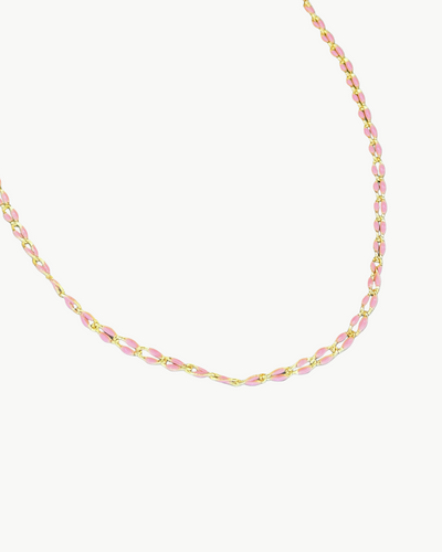 OVAL LINK NECKLACE IN BUBBLEGUM PINK - Romi Boutique