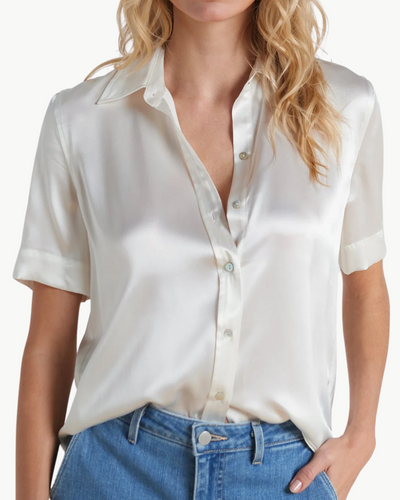 ELLAH SILK BLOUSE IN IVORY - Romi Boutique