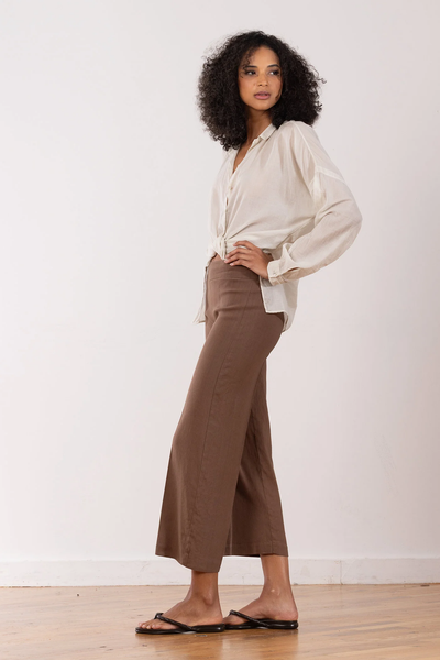 ALEX LINEN PANT IN COGNAC