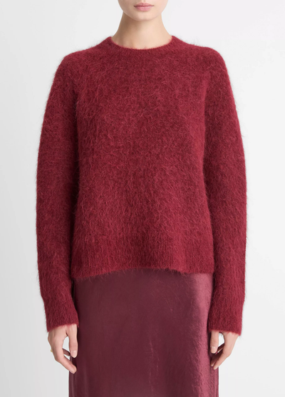 CREW BRUSHED SWEATER IN ROSE WINE - Romi Boutique