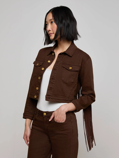 KODA FRINGE JEAN JACKET IN BROWN