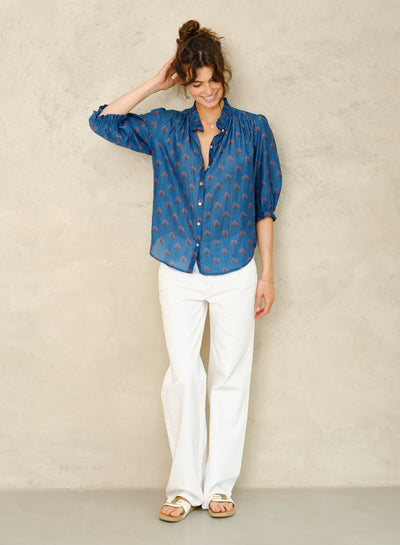LINDI PRINT TOP IN BLUE