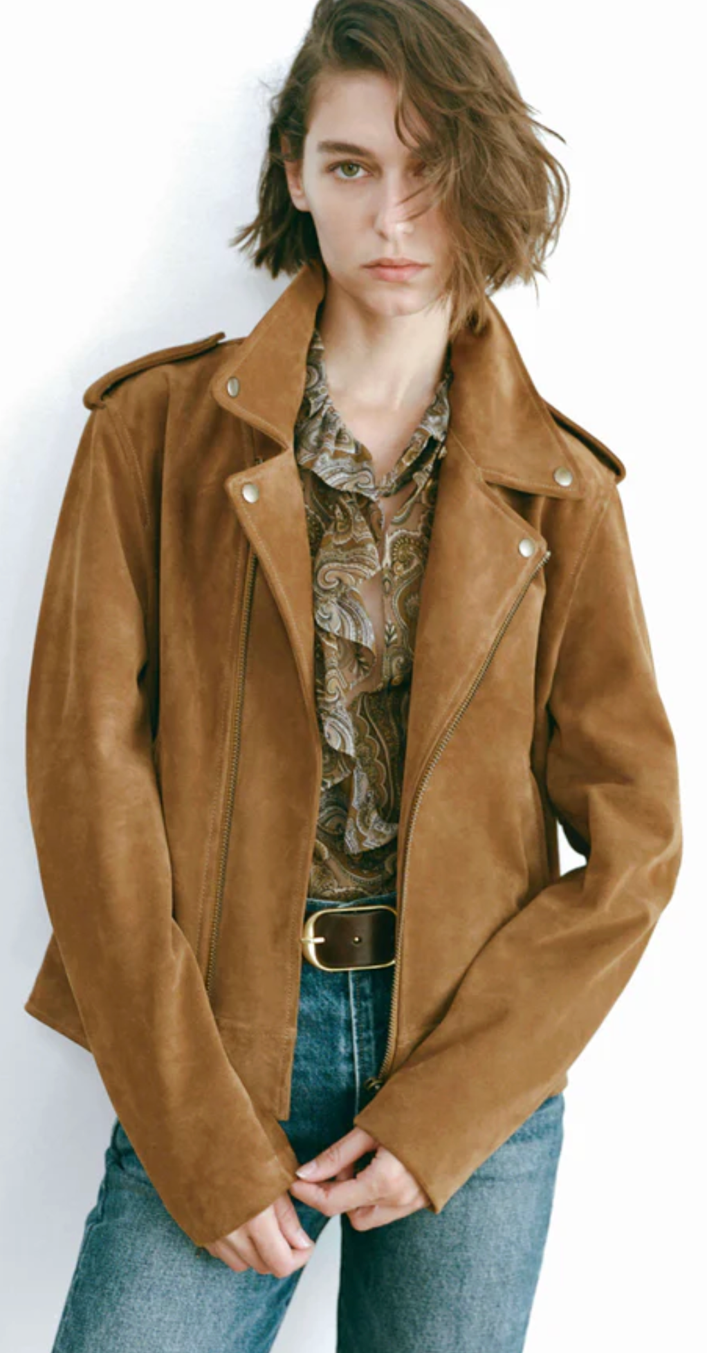 Nili Lotan Evel Biker Suede Jacket at Romi Boutique