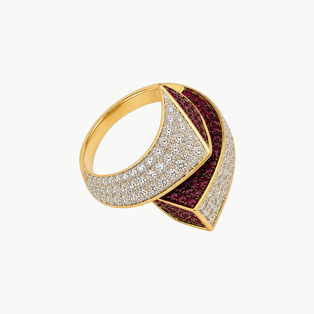 Vintage 70s Diamond and Ruby Ring