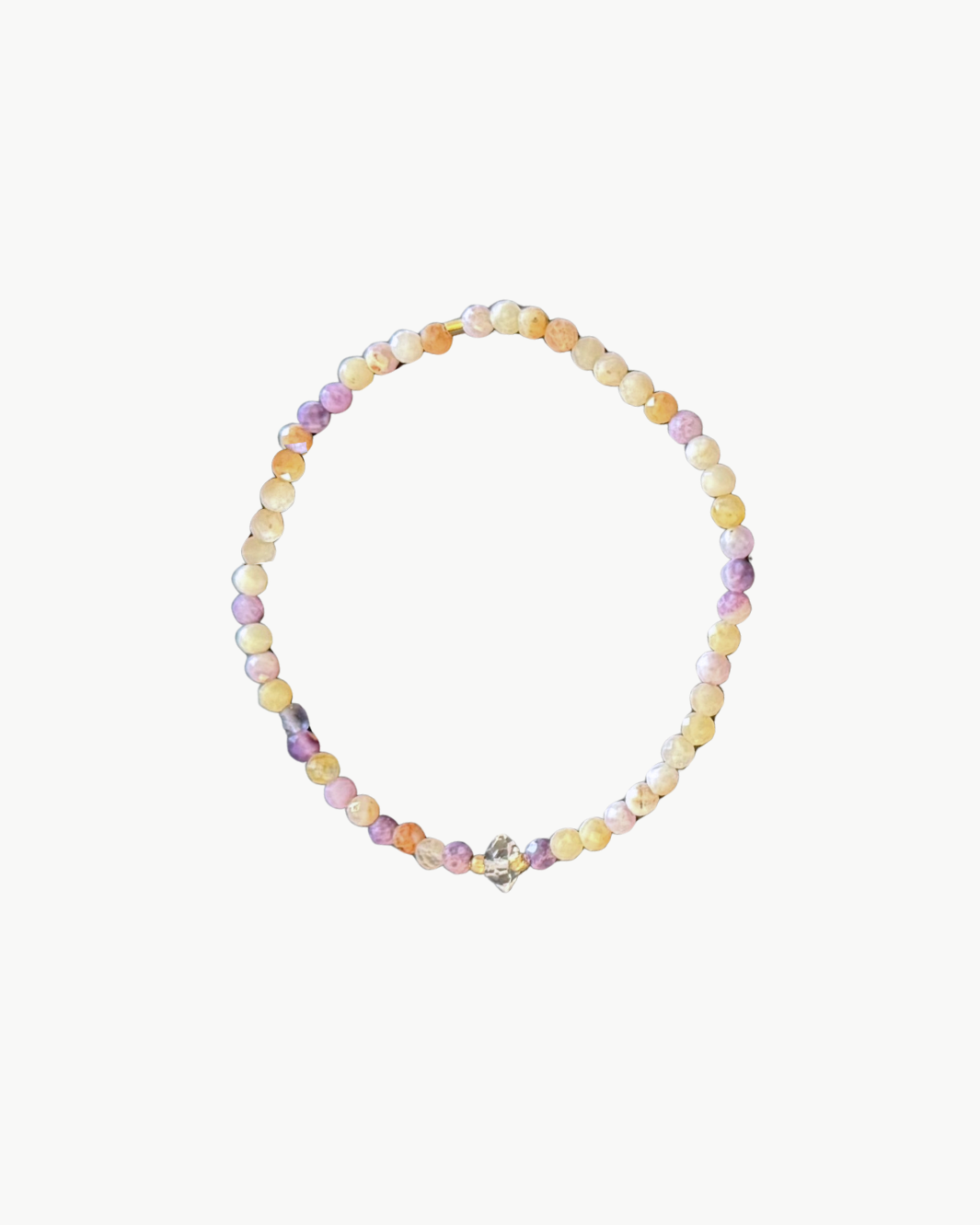 BEADED BRACELET IN PURPLE/TAN MULTI