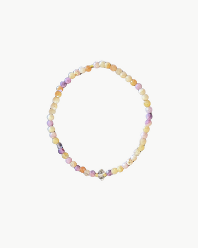 BEADED BRACELET IN PURPLE/TAN MULTI