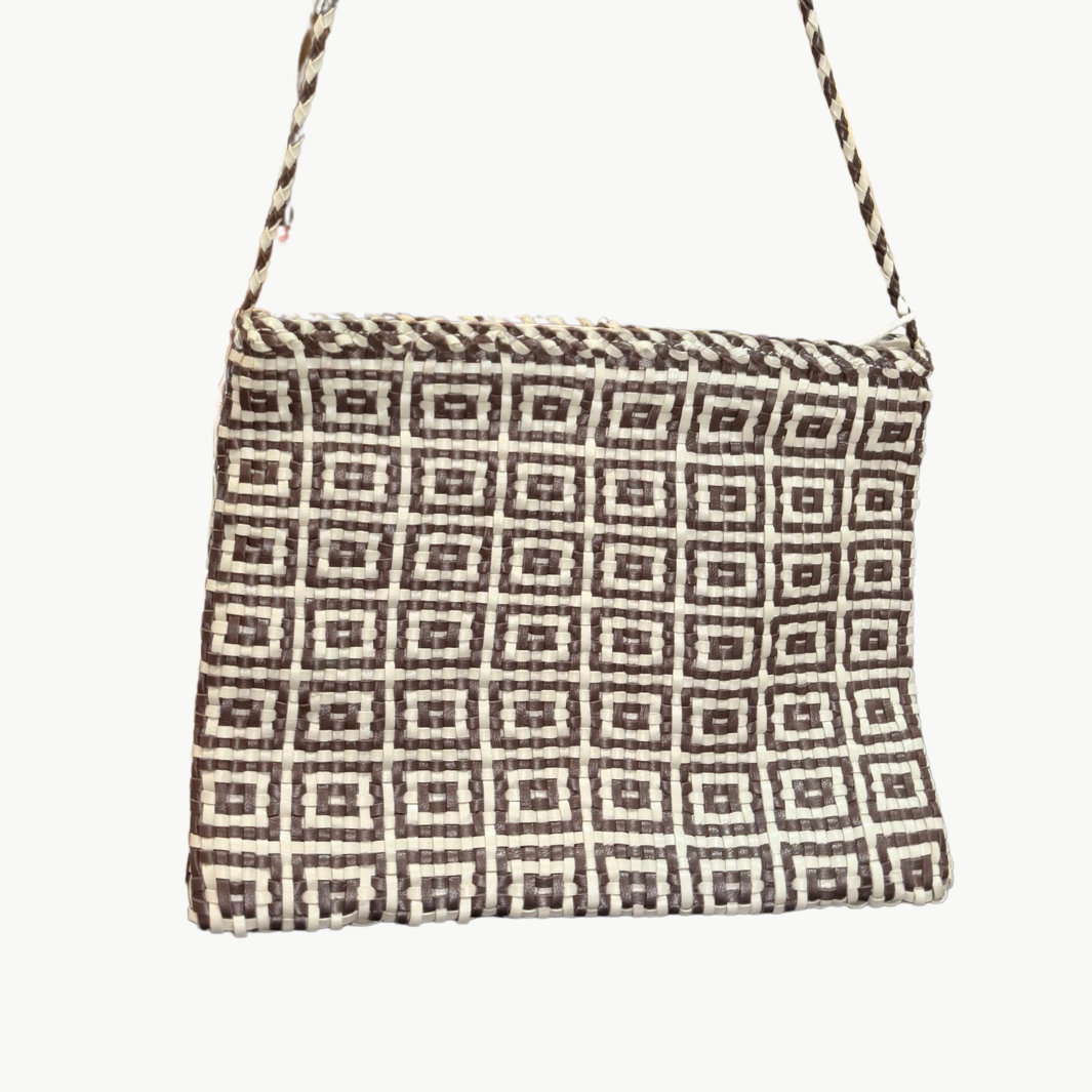 Dragon Diffusion POCHETTE PARIMULA IN PEARL/DARK BROWN at Romi Boutique