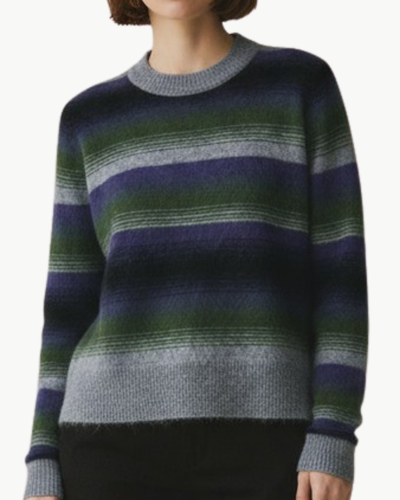 BRUSHED OMBRE STRIPE CREW IN FEATHER COMBO