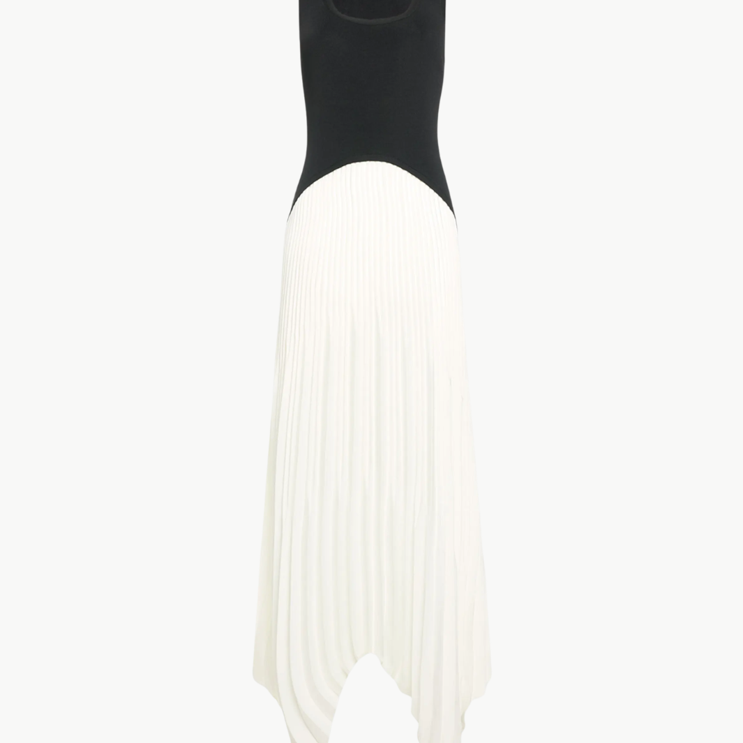 Ramy Brook DAVINIA KNIT COMBO PLEATED MAXI DRESS at Romi Boutique