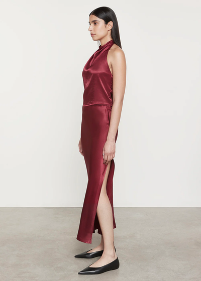 SATIN HALTER IN RUBY