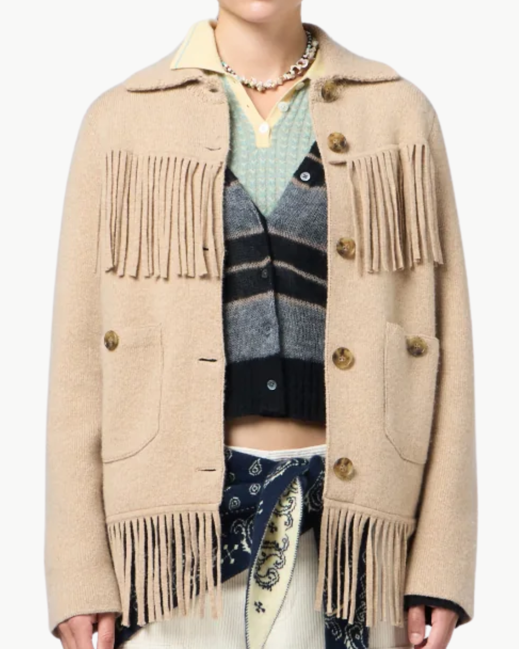 WESTERN FRINGE JACKET IN DUNE