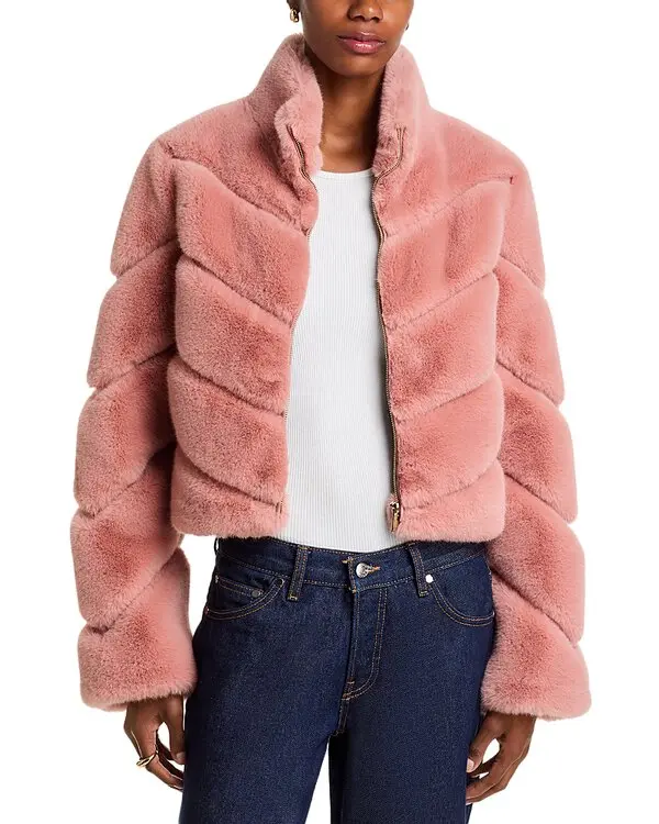 BRIANNA FAUX FUR JACKET IN MISTY ROSE