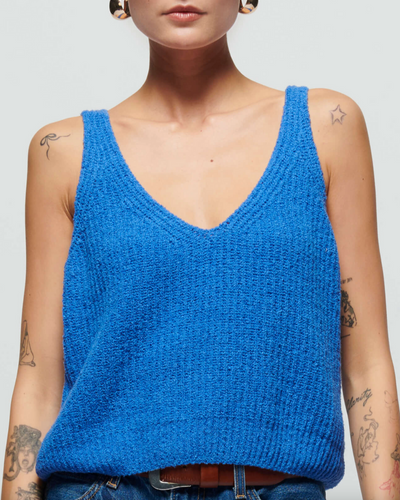 CECE SWEATER TANK IN PALACE BLUE
